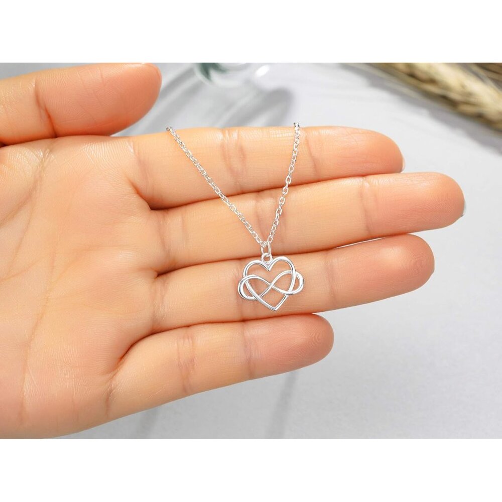 Tiny Sterling Silver Infinity Heart Necklace Sent… - image 6